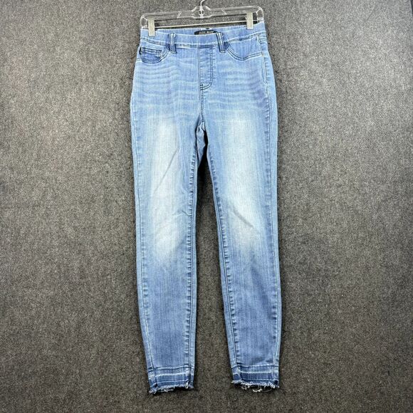 Judy Blue Skinny Fit Pull On Jeans Women's 5/27 Blue Light Wash Raw Hem - Picture 1 of 9